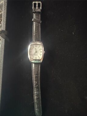 Silpada Black and Silver Tonneau Watch with Stylized Numerals